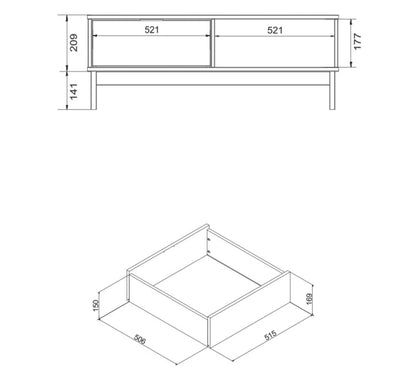 Mesa de centro estilo taller BRONX Madera maciza y negra