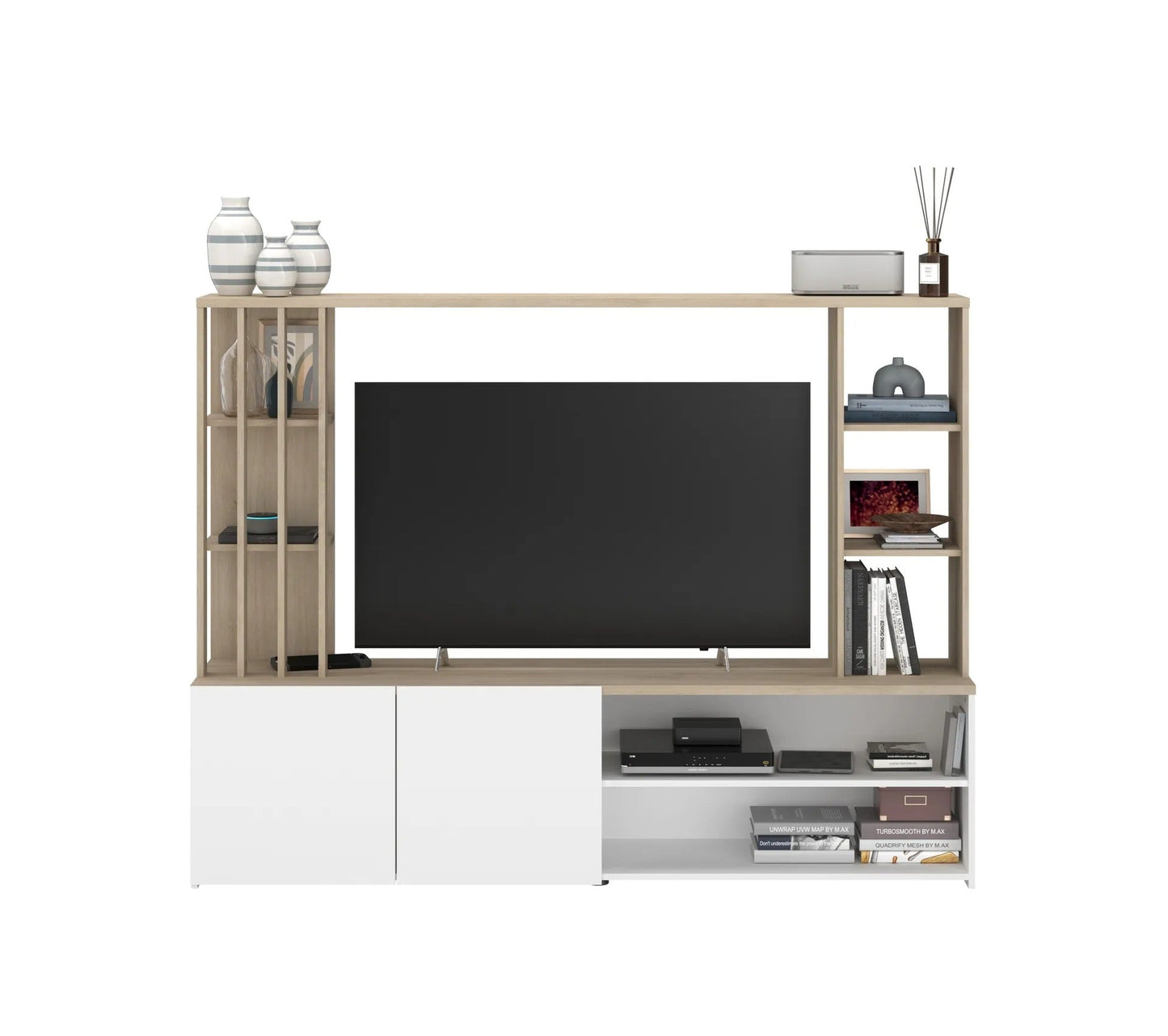 Mueble TV OMBRE imitación roble y blanco