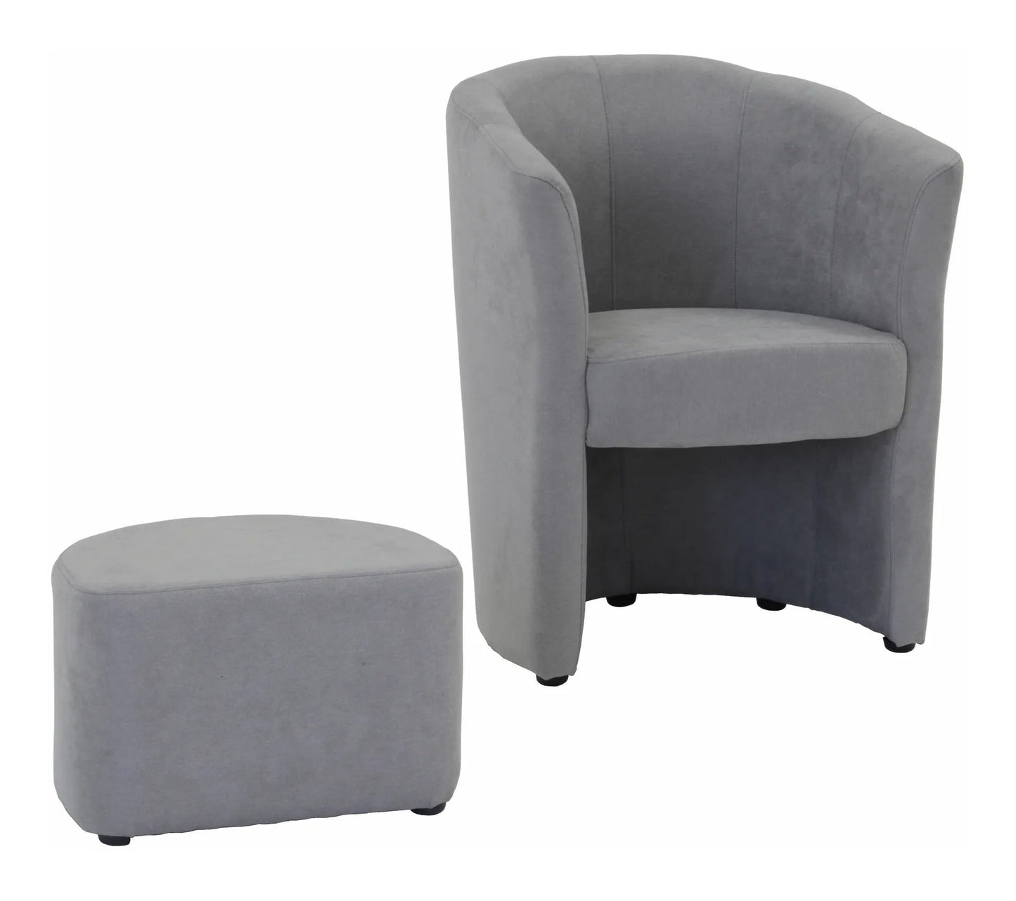 Fauteuil cabriolet et pouf CLAYTON tissu Soro gris clair