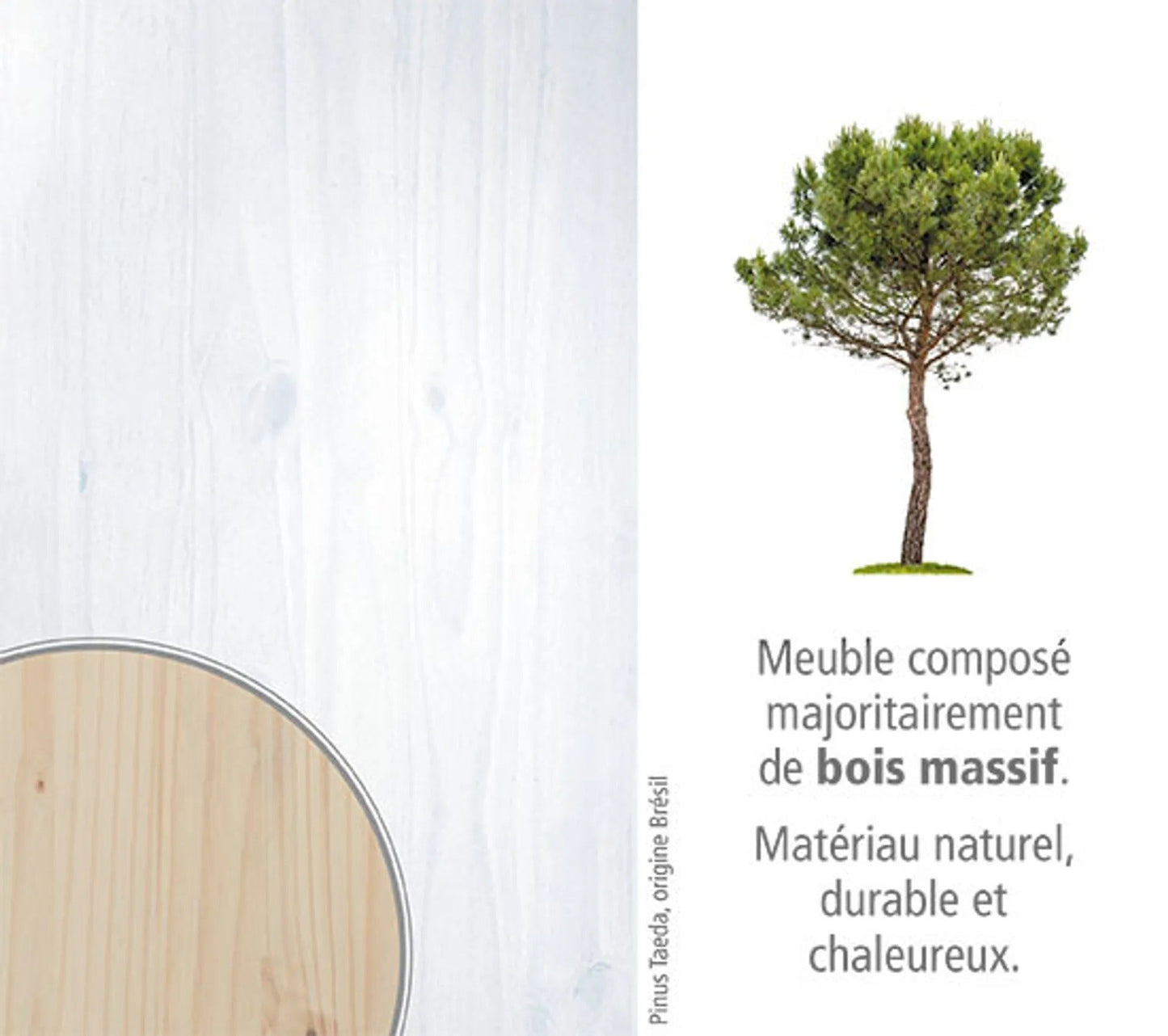 Lit gigogne avec tiroir 90x200 cm LOTAR en bois massif Blanc