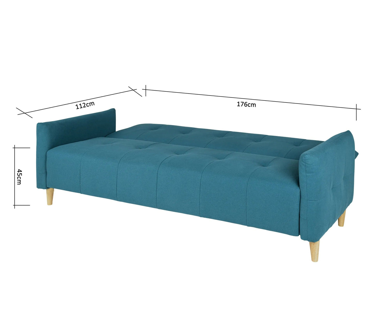 Banquette lit BIMBO tissu Bleu canard