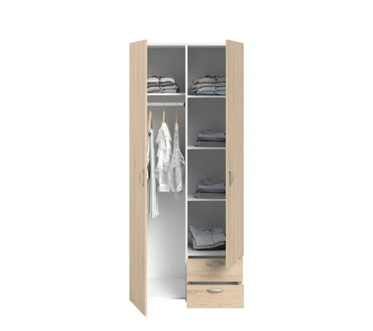 Armoire DAILY2 avec 2 portes 2 tiroirs imitation Chêne sonoma et blanc