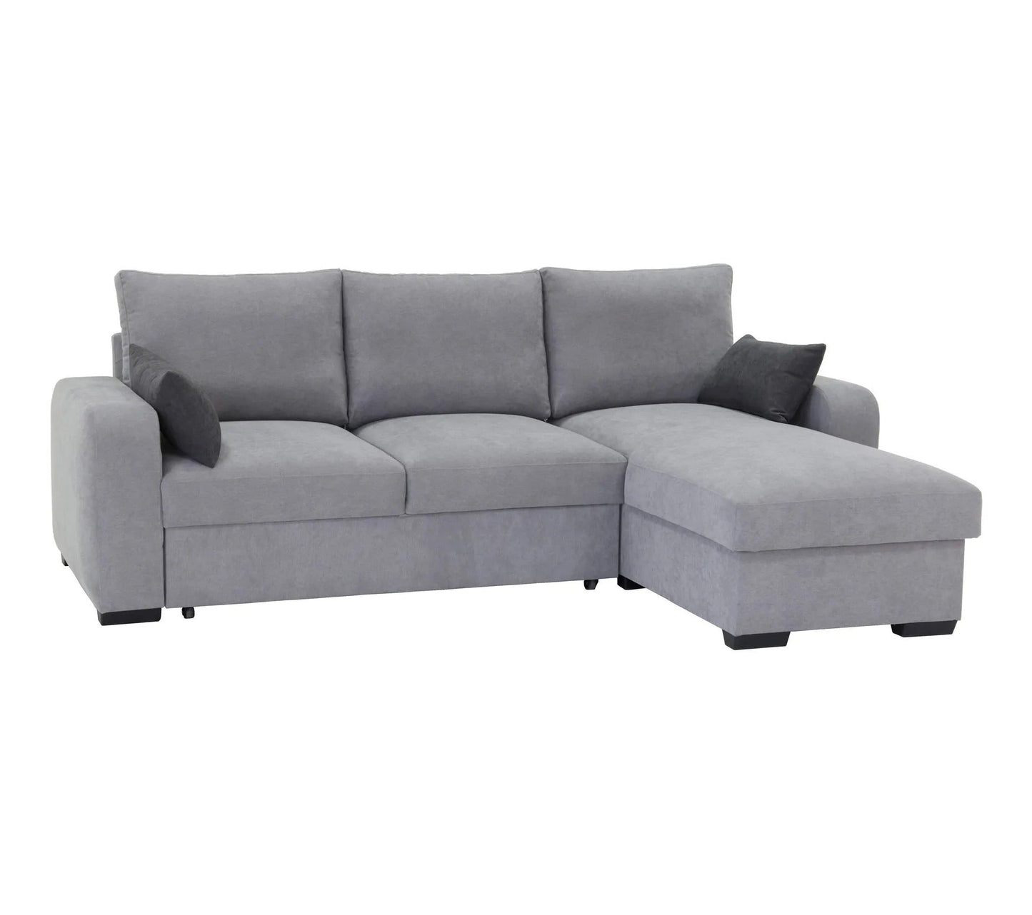 Umwandelbares Ecksofa, wendbare Chaiselongue aus hellgrauem Stoff BROADWAY