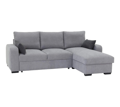 Sofá esquinero convertible chaise longue reversible tela gris claro BROADWAY