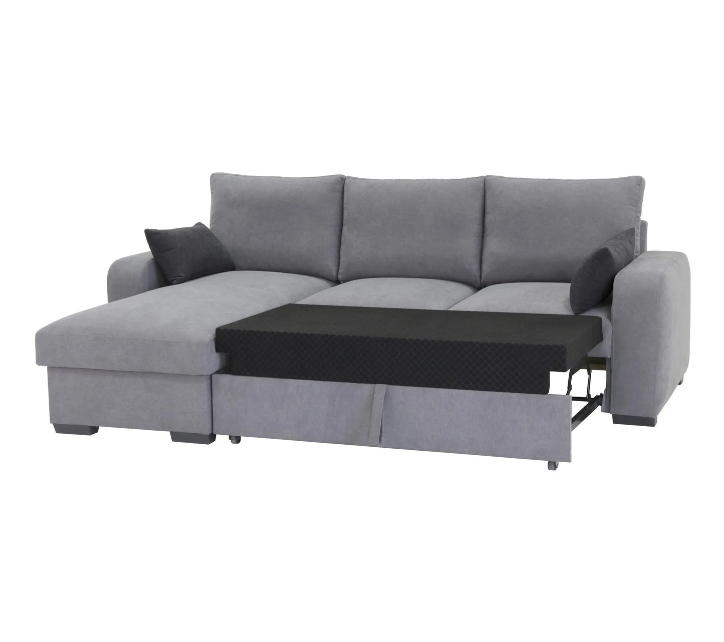 Umwandelbares Ecksofa, wendbare Chaiselongue aus hellgrauem Stoff BROADWAY