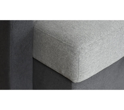 Canapé d'angle gauche convertible avec coffre EVERY tissu gris foncé et gris clair