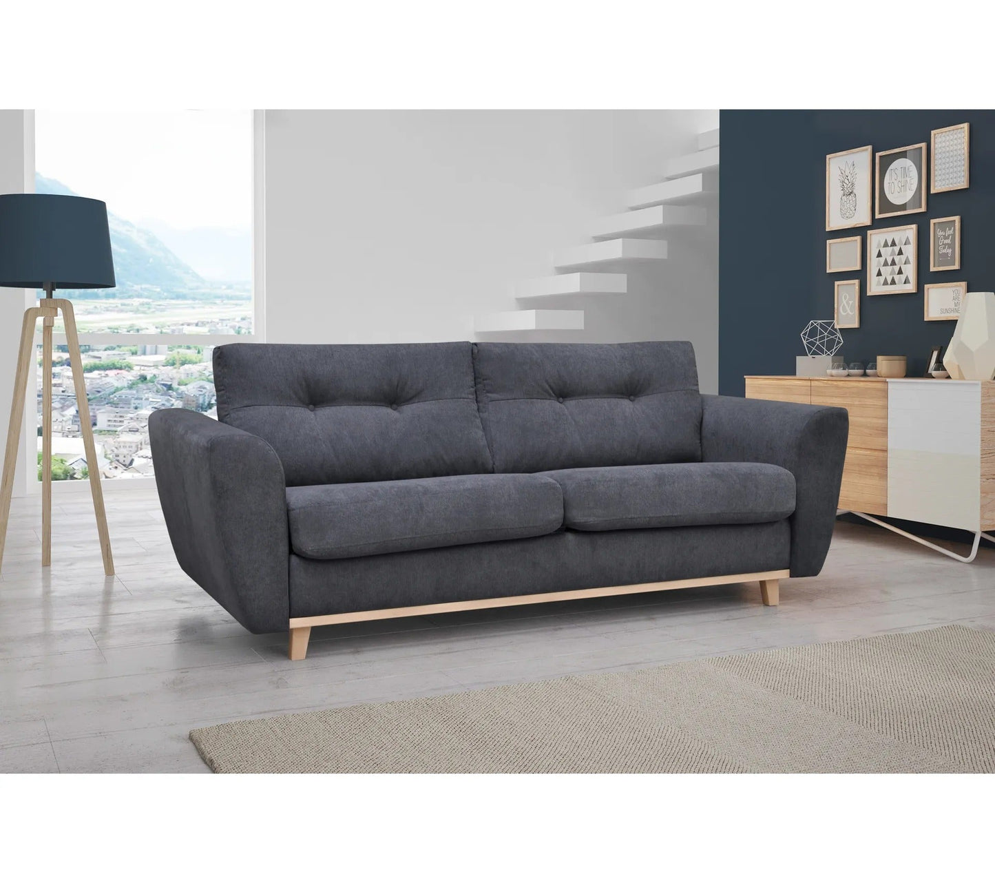 Express umwandelbares 3-Sitzer-Sofa 160x190cm MILANE anthrazitgrauer Stoff