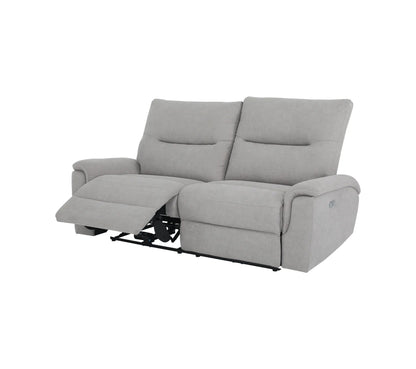 Elektrisches 3-Sitzer-Relaxsofa ATOW aus hellgrauem Stoff