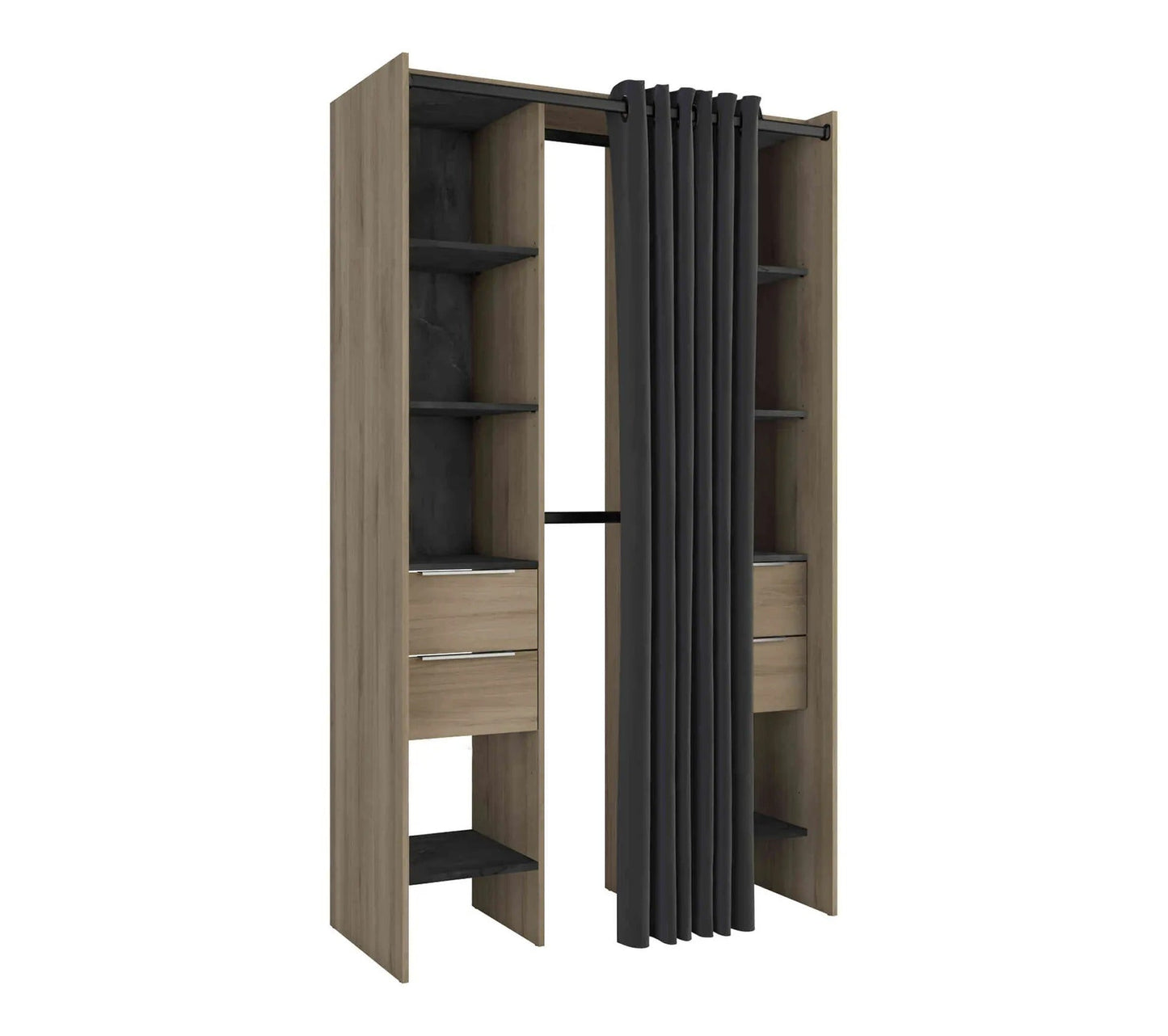 Dressing Extensible Avec Rideau Bois Naturel