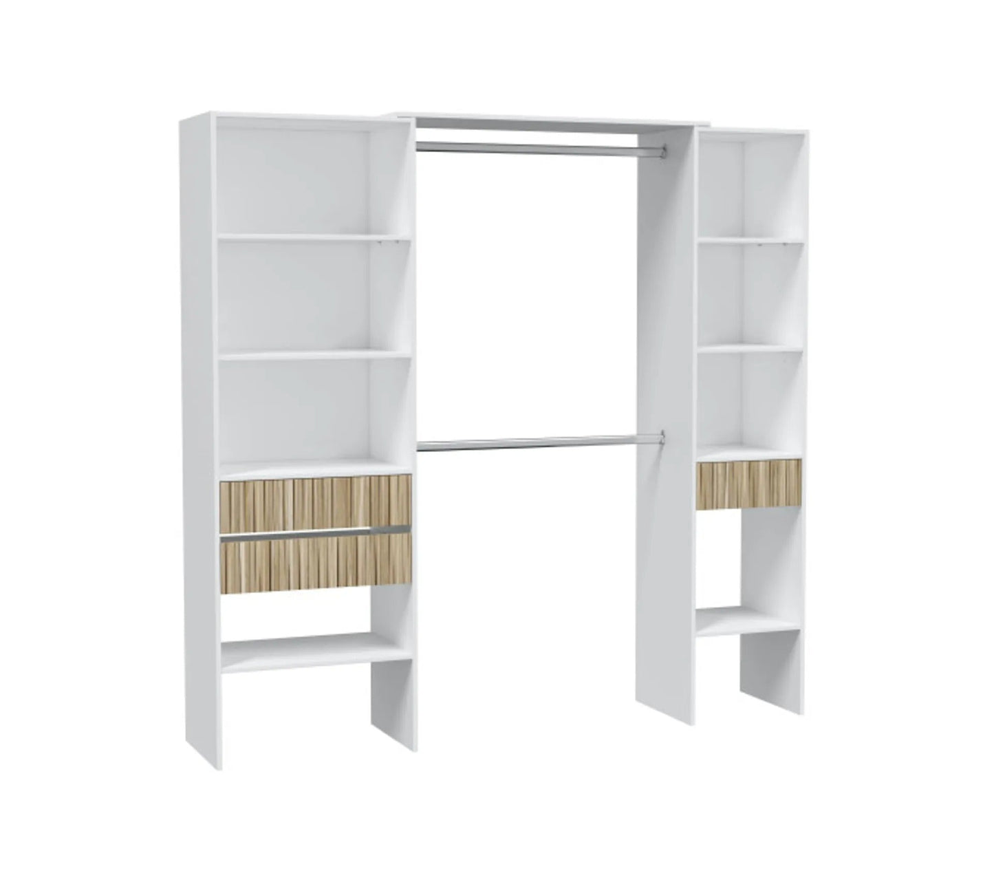 Aménagement De Dressing 3 Tiroirs Blanc/bois Clair - Yana - L 190 X L 40 X H 187 Cm