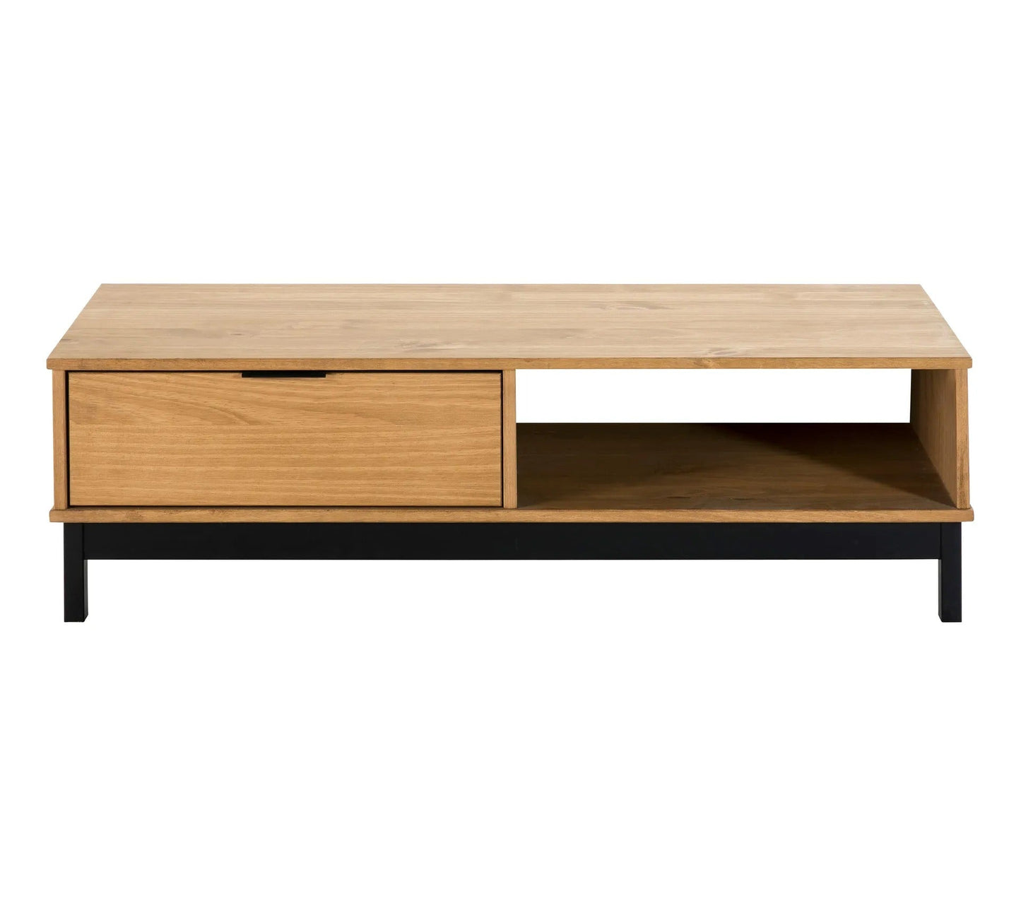 Mesa de centro estilo taller BRONX Madera maciza y negra