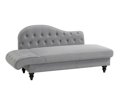 Méridienne convertible avec coffre LALOU Tissu gris