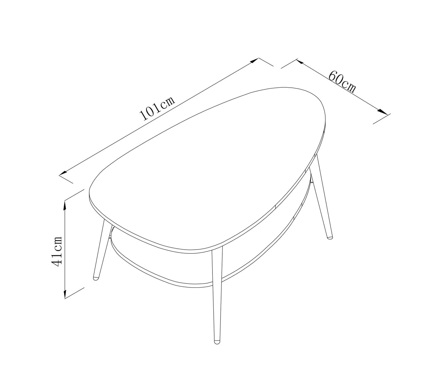 Table basse ovale double plateau COLUMBUS imitation chêne