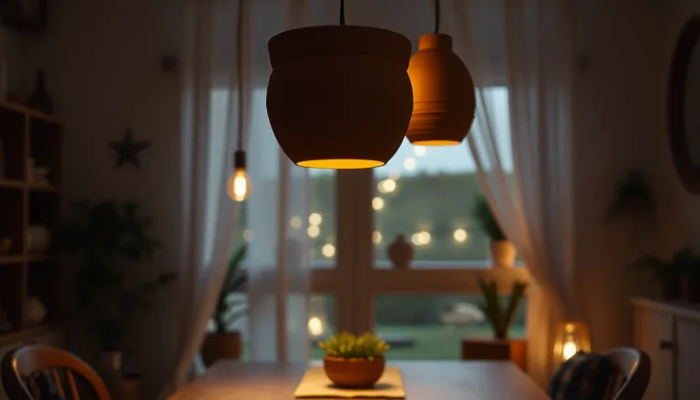 De vieux pots en terre cuite réutilisés comme abat-jour ou bases de lampes design.