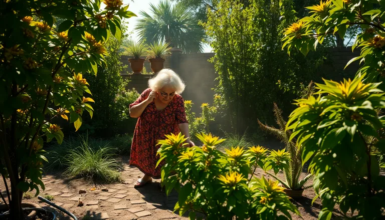 Des plantes desséchées dans un jardin sous un soleil de plomb.