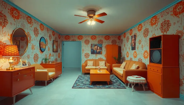 Intérieur aux couleurs et motifs typiques des années 1970