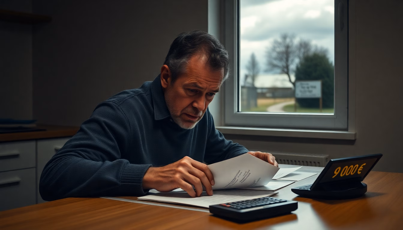 Une personne désespérée devant des documents juridiques concernant une servitude.