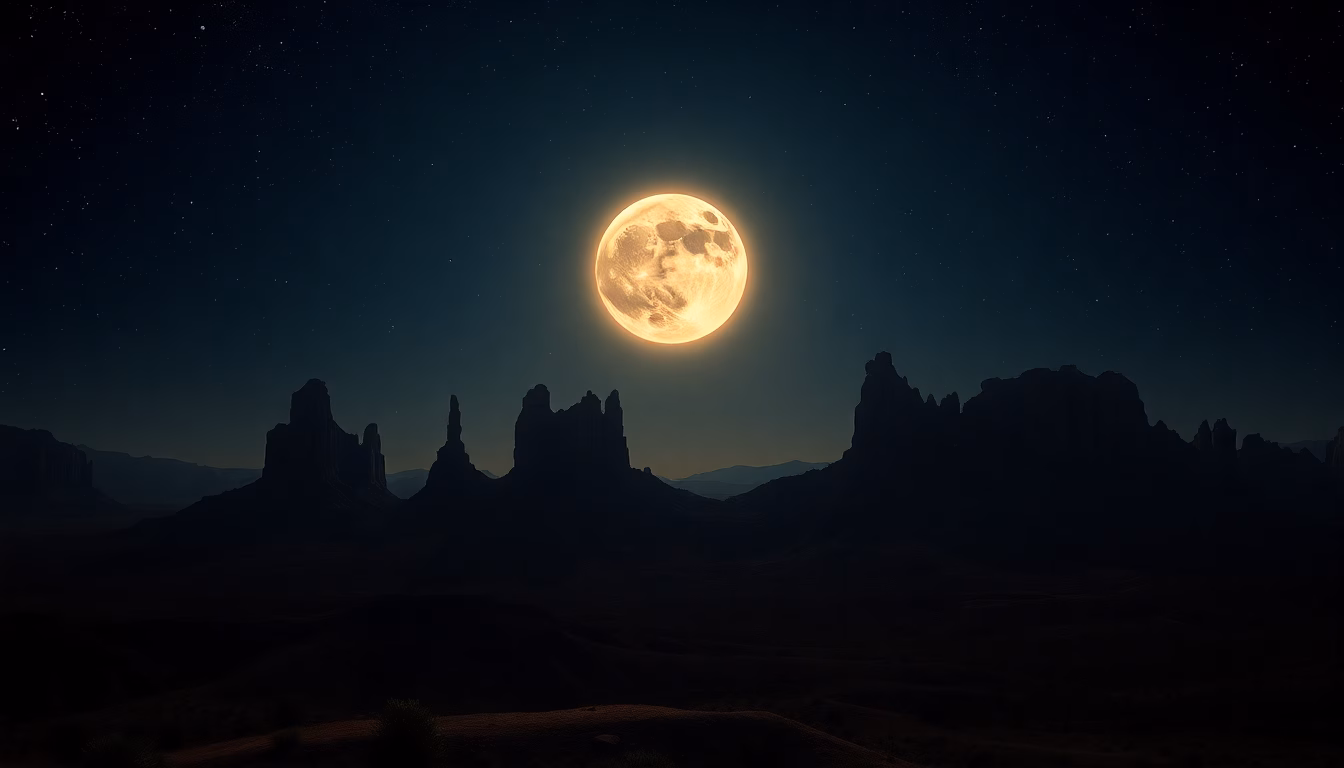 Image d'une pleine lune brillante dans le ciel nocturne.
