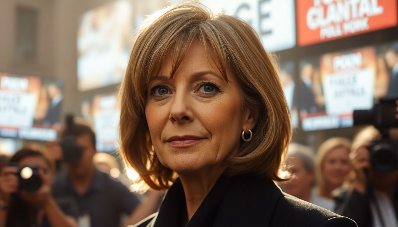 Diane Keaton visage en gros plan sous un projecteur