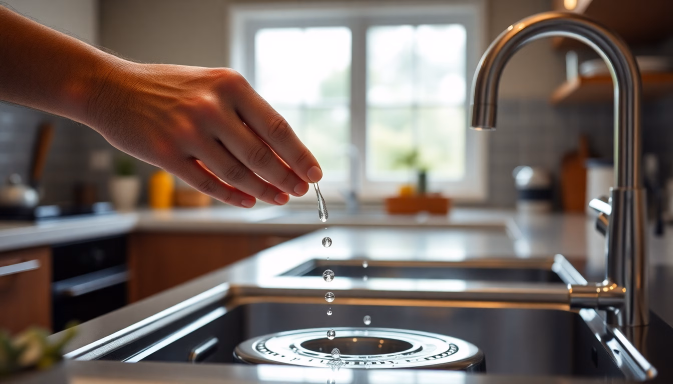 main ajustant un robinet pour économiser l'eau