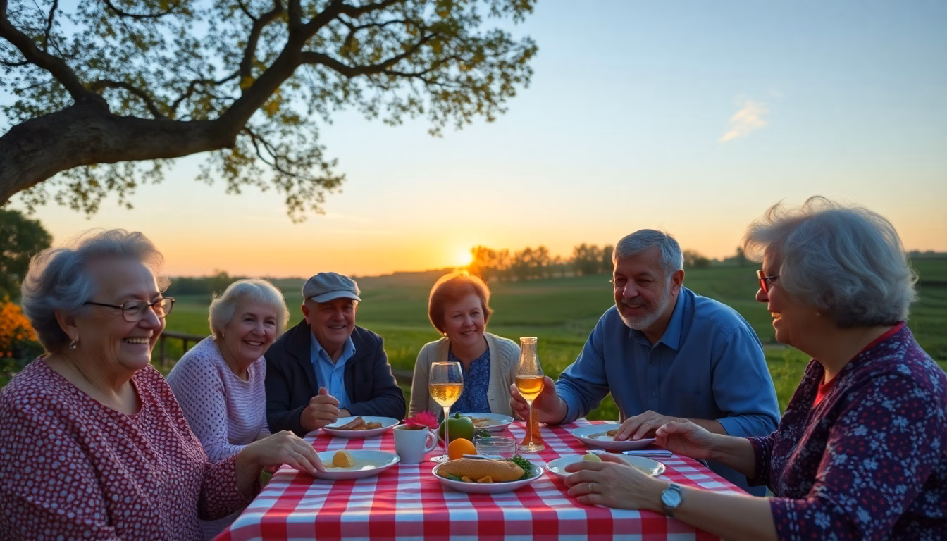 Personne âgée souriante profitant de la nature