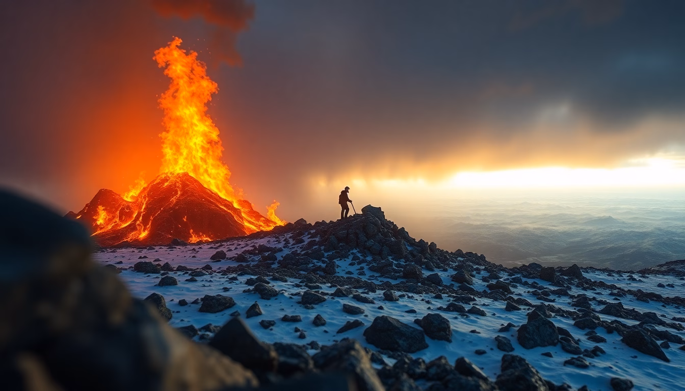 Paysage de montagne enneigée en Terre de Feu avec condor